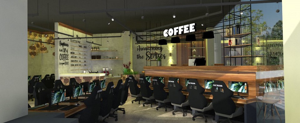 Mẫu thiết kế quán cafe game Game Zone and Coffee Shop