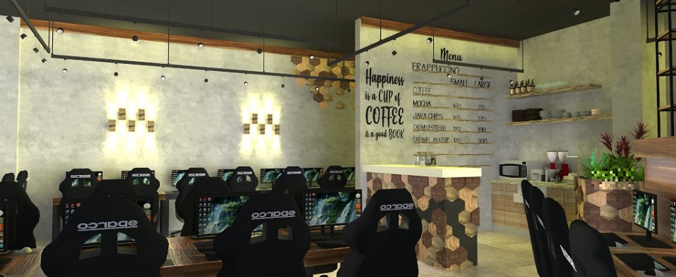 Mẫu thiết kế quán cafe game Game Zone and Coffee Shop