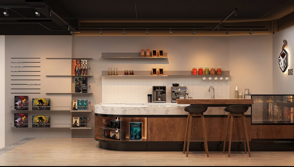 Mẫu thiết kế quán cafe game The Dice Cafe & Board Games