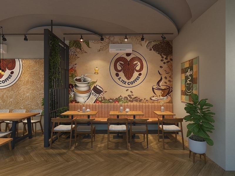 Mẫu thiết kế quán cafe The Venice theo phong cách hiện đại với nội thất gỗ
