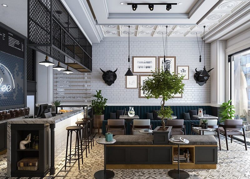 Mẫu thiết kế quán cafe The Venice Vinhomes Ocean Park 3 theo phong cách Vintage