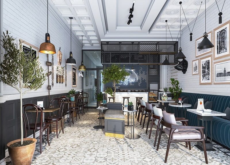 Mẫu thiết kế quán cafe The Venice Vinhomes Ocean Park 3 theo phong cách Vintage