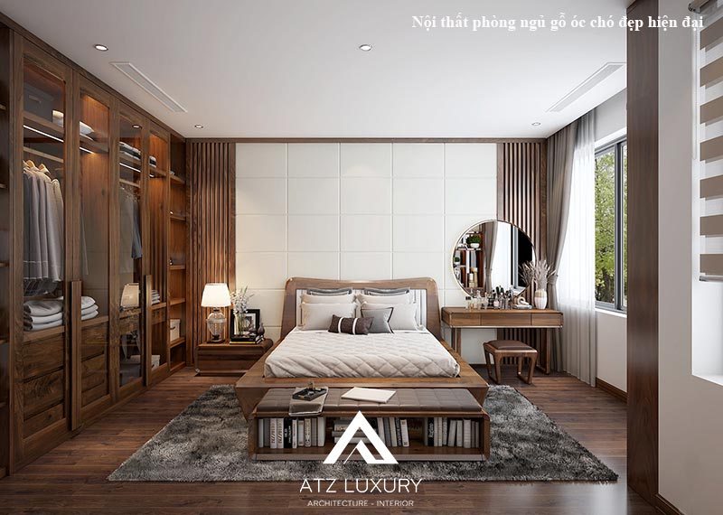 Nội thất phòng ngủ gỗ óc chó đẹp hiện đại Nội thất phòng ngủ gỗ óc chó đẹp hiện đại