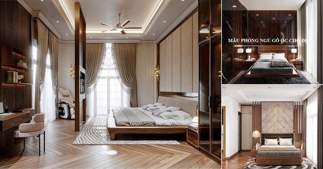 Mẫu phòng ngủ đẹp bằng gỗ óc chó