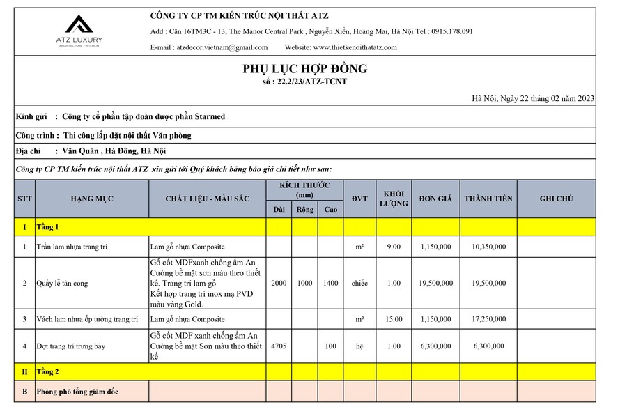 báo giá thi công nội thất 2025