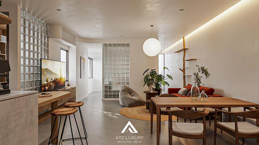 thiết kế nội thất chung cư 90m2 phong cách japandi