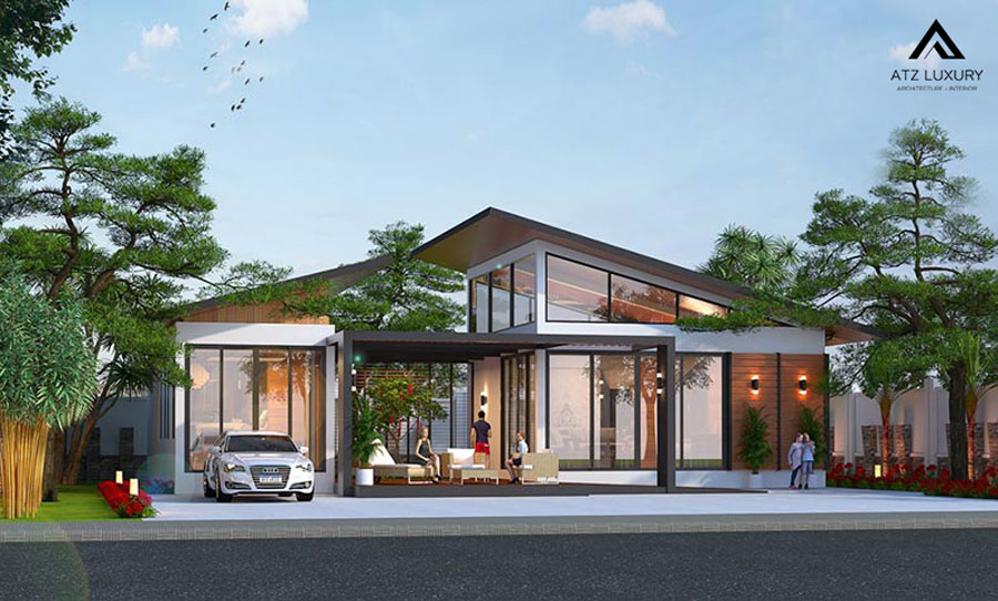 Mẫu biệt thự vườn 1 tầng hiện đại