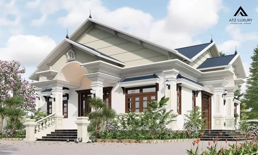 Thiết kế biệt thự vườn 1 tầng kiểu mái Thái