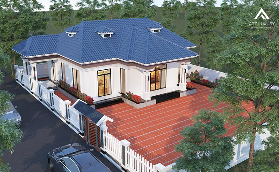 Thiết kế biệt thự vườn 1 tầng 4 phòng ngủ