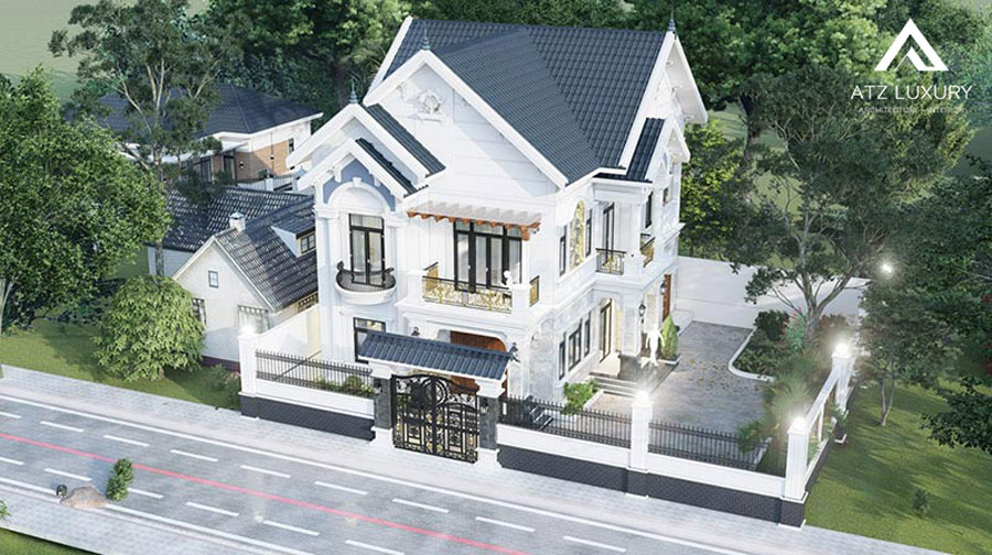 Thiết kế biệt thự sân vườn mái Thái 2 tầng