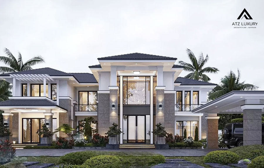 Mẫu nhà biệt thự vườn 2 tầng đơn giản