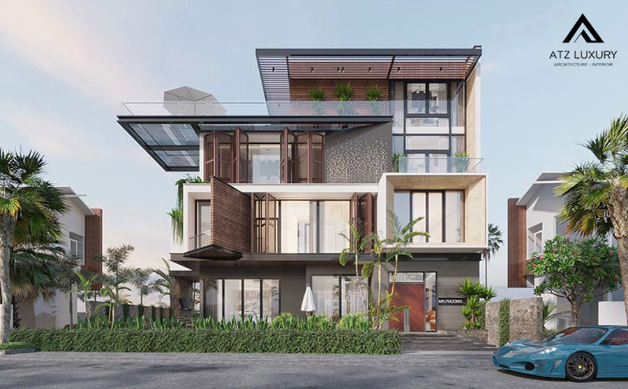 Thiết kế biệt thự nhà vườn 3 tầng hiện đại đẹp 