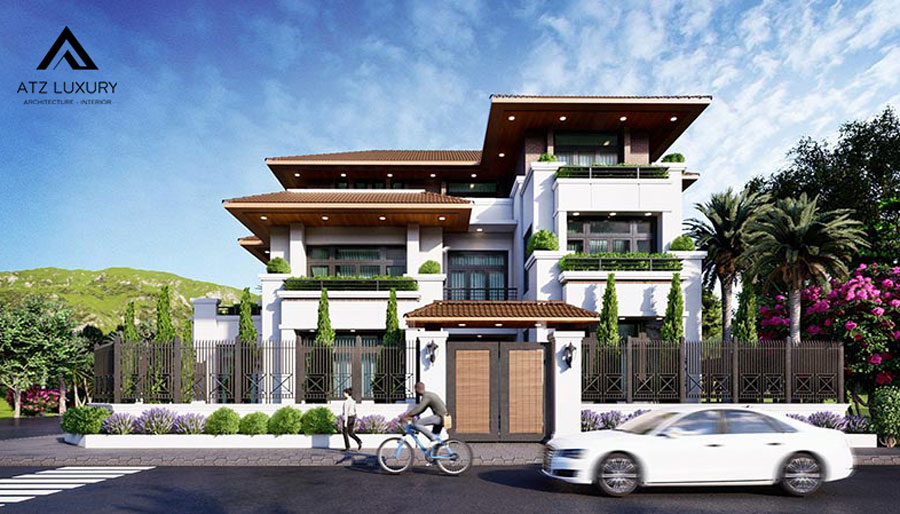 Thiết kế biệt thự nhà vườn 3 tầng mái Nhật