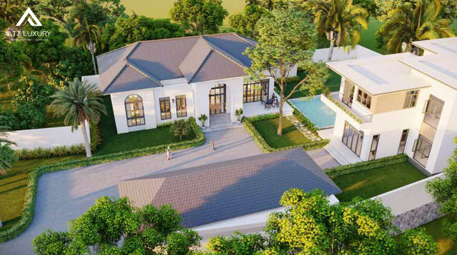 Thiết kế biệt thự sân vườn rộng thoáng