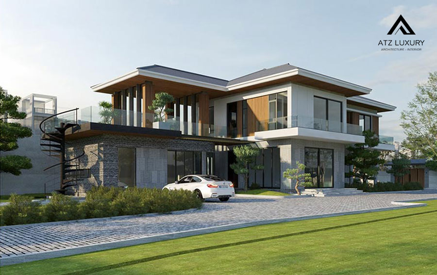 Thiết kế biệt thự sân vườn đẹp có gara