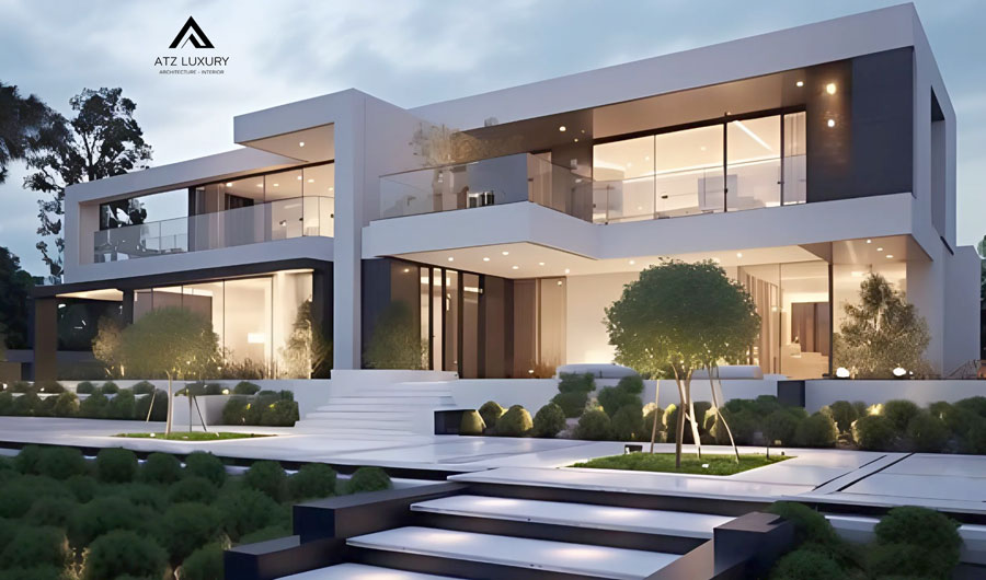 Mẫu biệt thự nhà vườn 2 tầng thiết kế mái bằng ấn tượng