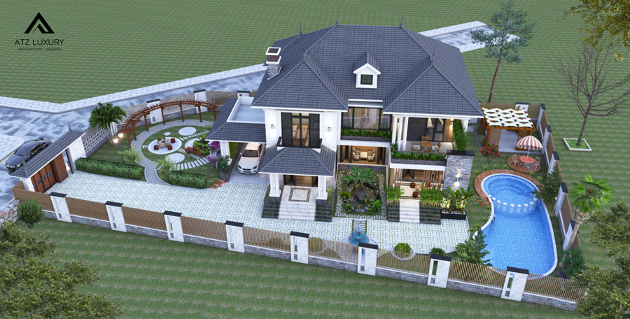 Biệt thự sân vườn có bể bơi