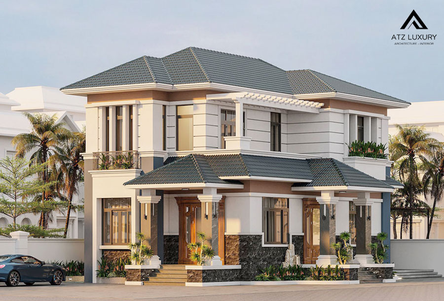 Biệt thự sân vườn kiểu mái Nhật đẹp