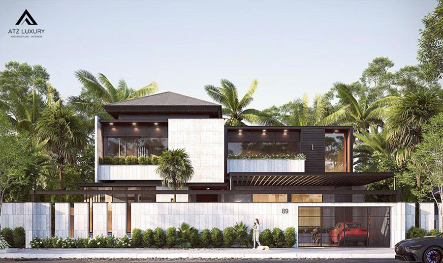 Biệt thự nhà vườn mái Nhật kiểu chữ L