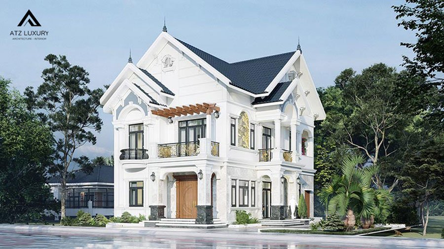 Thiết kế biệt thự nhà vườn 3 tầng mái Thái