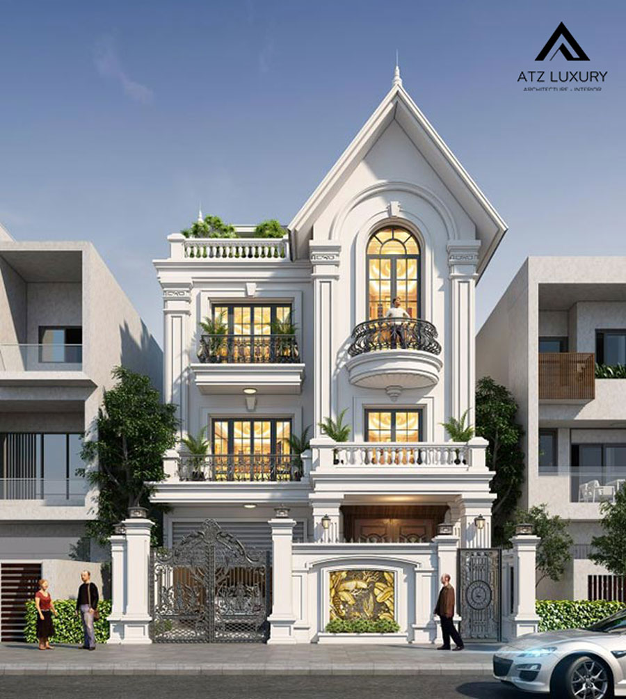 Mẫu biệt thự vườn 3 tầng mái Thái tân cổ điển