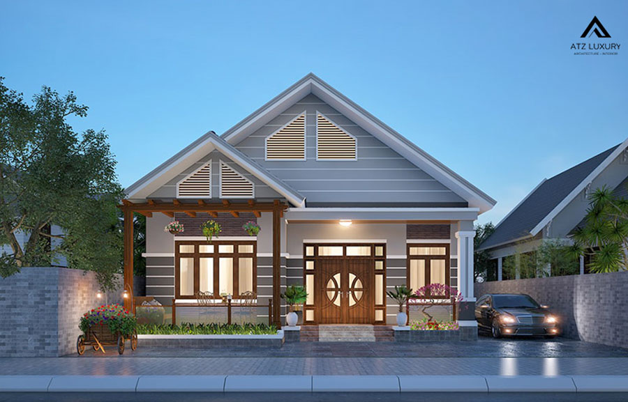 Nhà vườn mini đẹp mái Thái