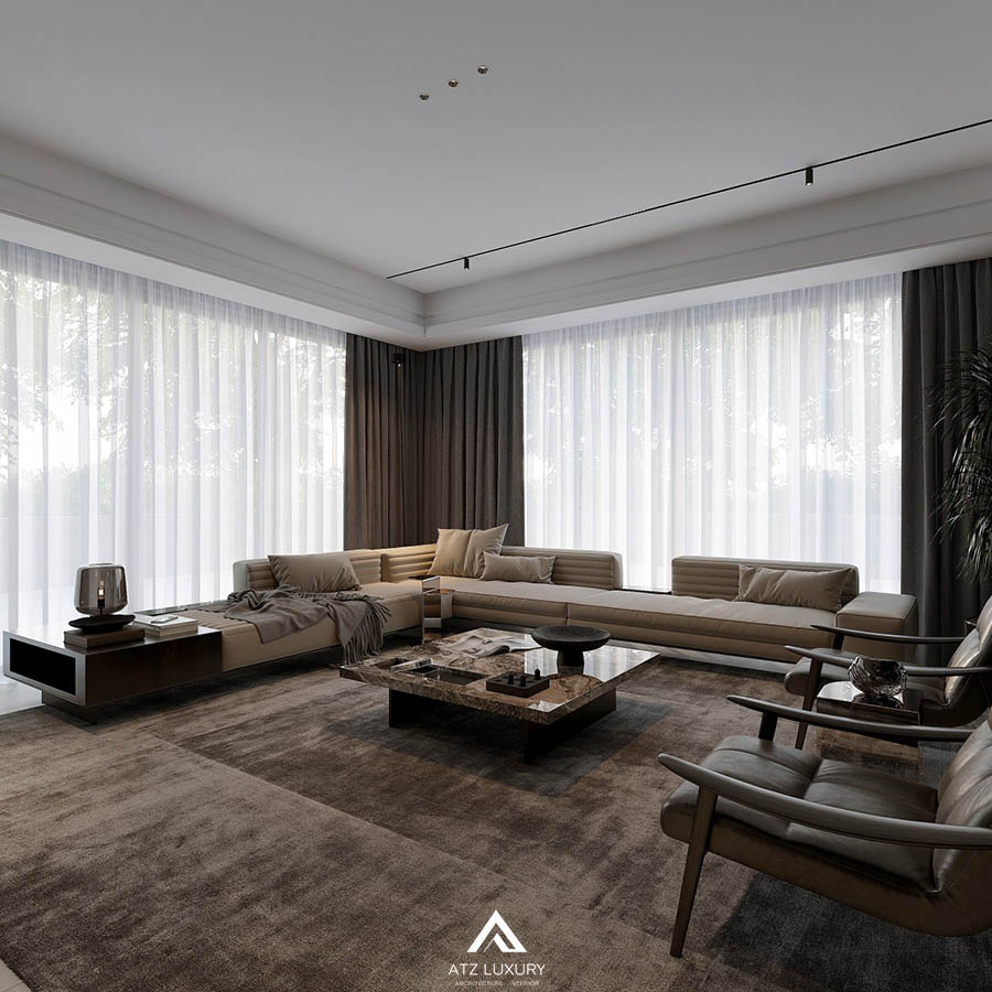 Mẫu phòng khách 30m2 đẹp sang trọng