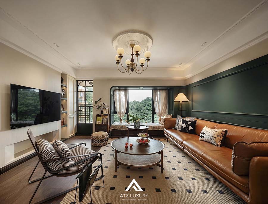 mẫu phòng khách 20m2 kiểu Pháp