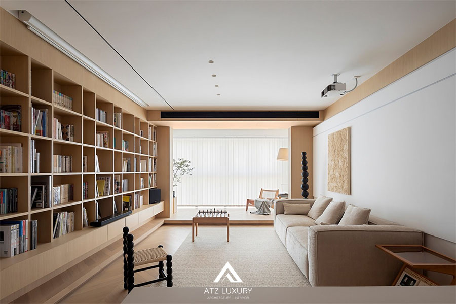 mẫu phòng khách 20m2 phong cách Nhật