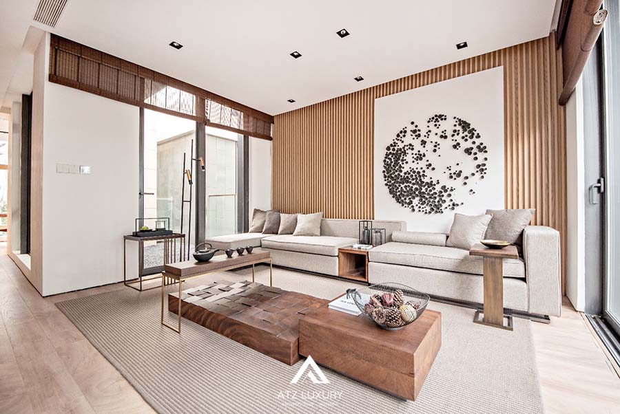 phòng khách 20m2 phong cách Nhật