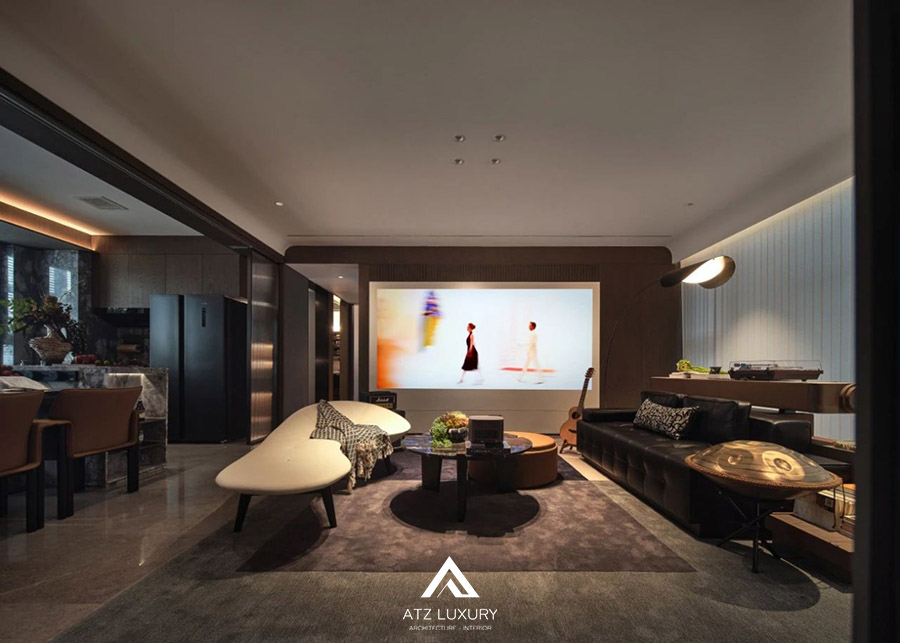 thiết kế nội thất phòng khách 20m2 đẹp hiện đại