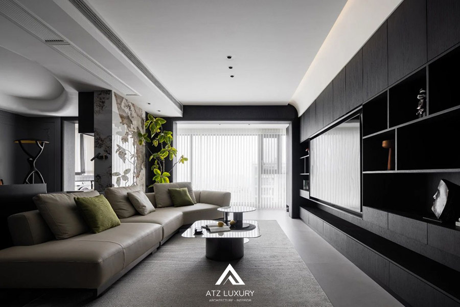 thiết kế nội thất phòng khách 20m2 đẹp hiện đại