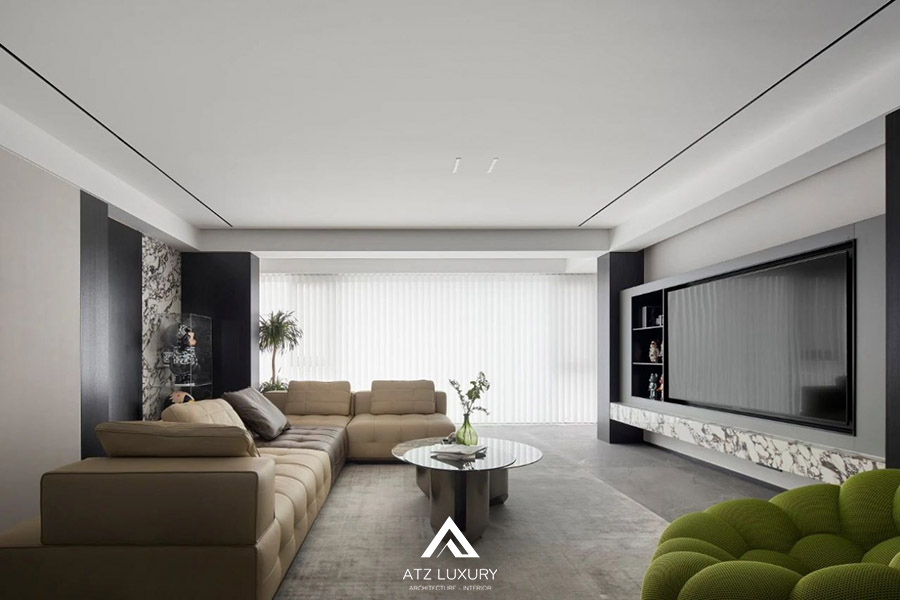 mẫu thiết kế nội thất phòng khách 20m2 đẹp hiện đại