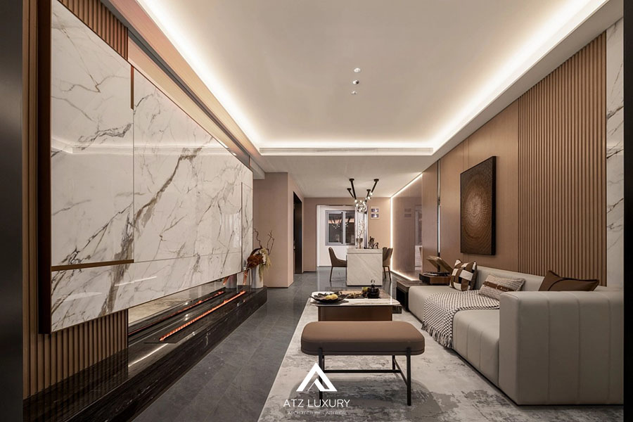 mẫu phòng khách 20m2 đẹp hiện đại