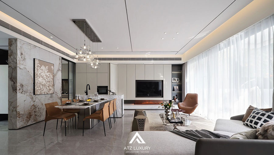 thi công nội thất phòng khách 30m2