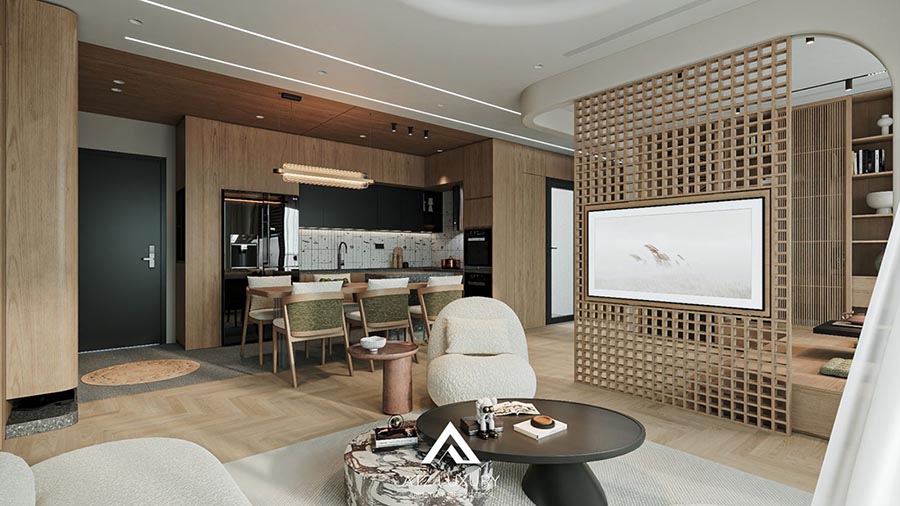 Thiết kế chung cư Japandi mix modern