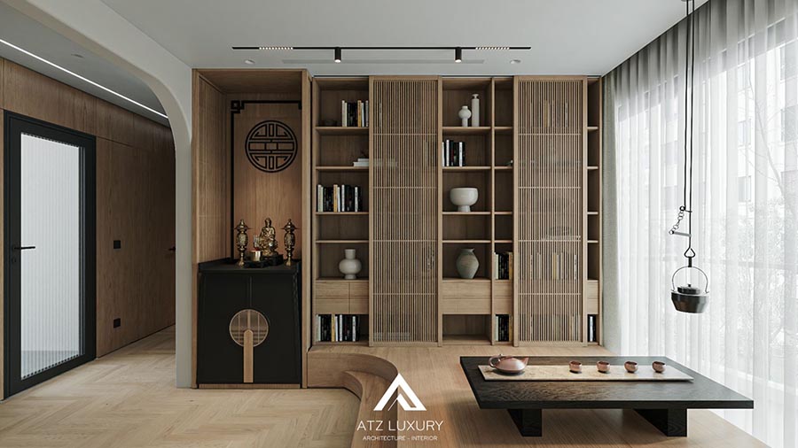 Thiết kế chung cư Japandi mix modern