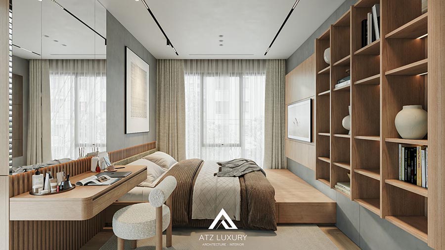 Thiết kế chung cư Japandi mix modern