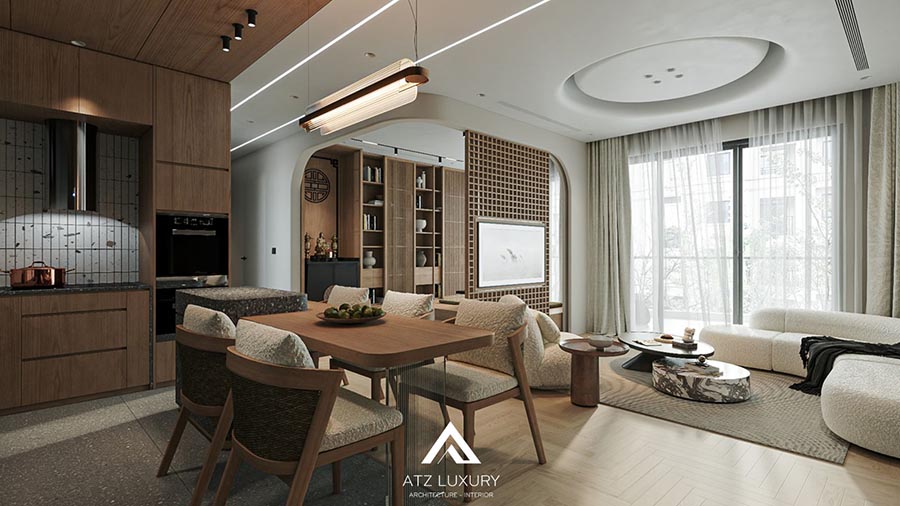 Thiết kế chung cư Japandi mix modern