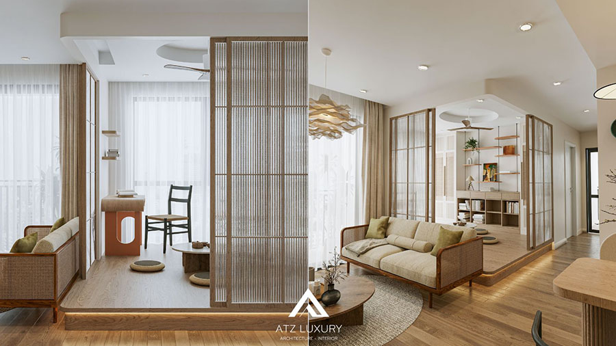 nội thất chung cư Japandi style