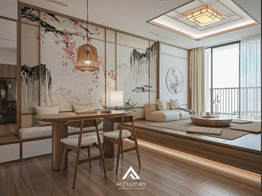 thiết kế thi công nội thất chung cư phong cách Japandi