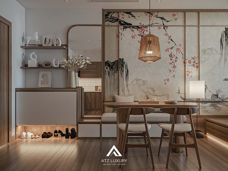 thiết kế thi công nội thất chung cư phong cách Japandi