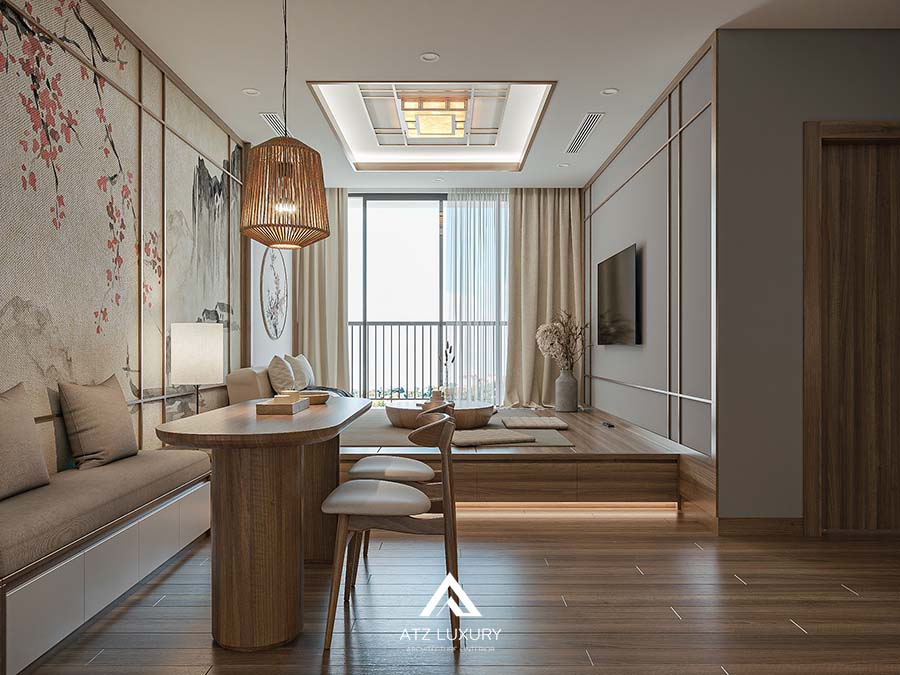 thiết kế thi công nội thất chung cư phong cách Japandi