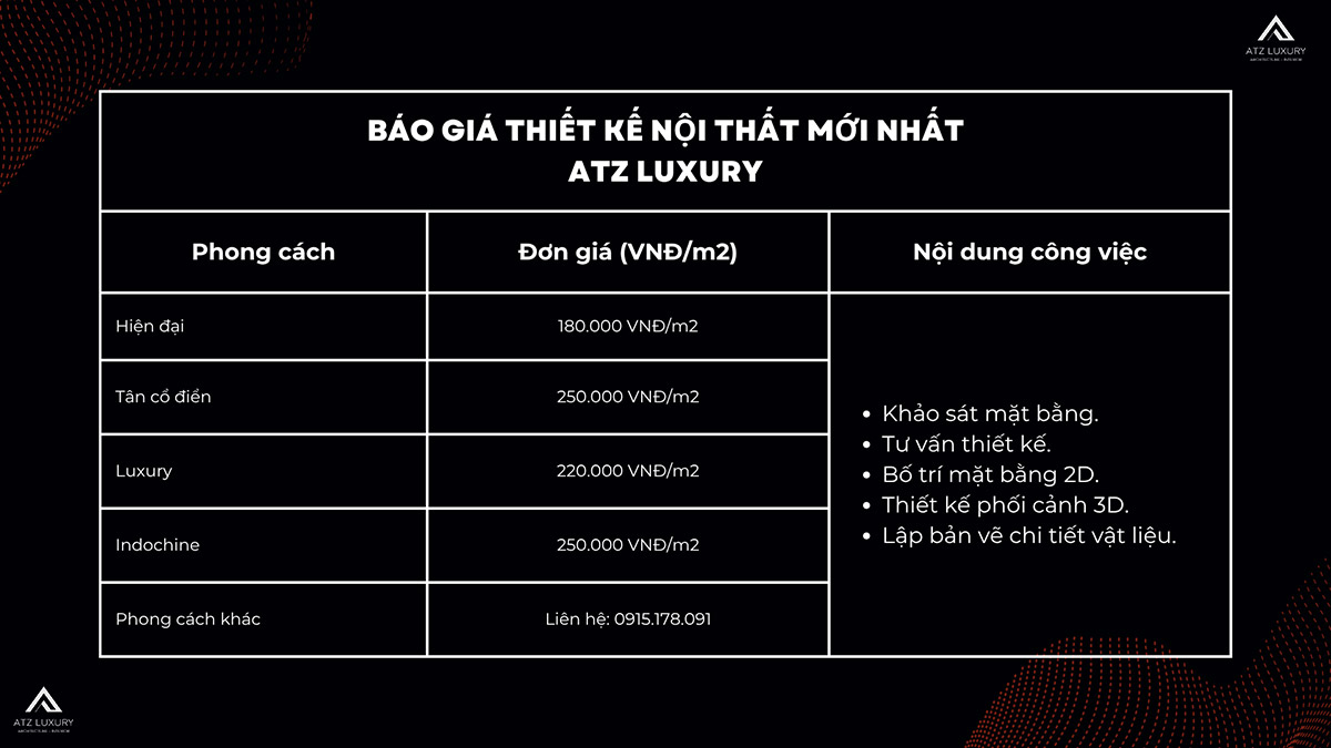 báo giá thiết kế nội thất