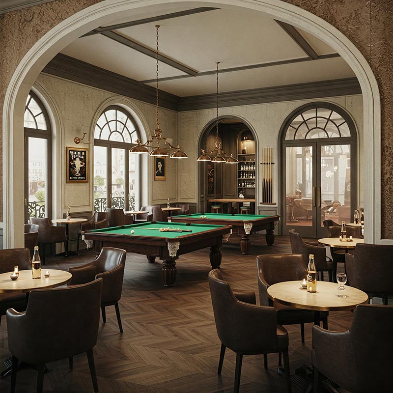 Quán cà phê kết hợp bida phong cách Châu Âu