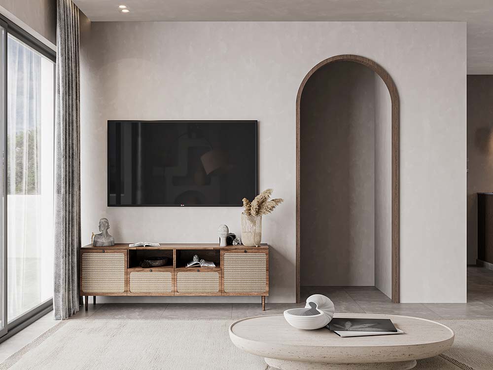 Phòng khách căn hộ phong cách Wabi Sabi