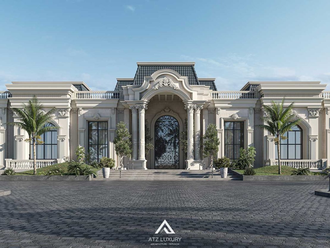 Mẫu thiết kế biệt thự kiểu Pháp cổ điển kiến trúc 1 tầng