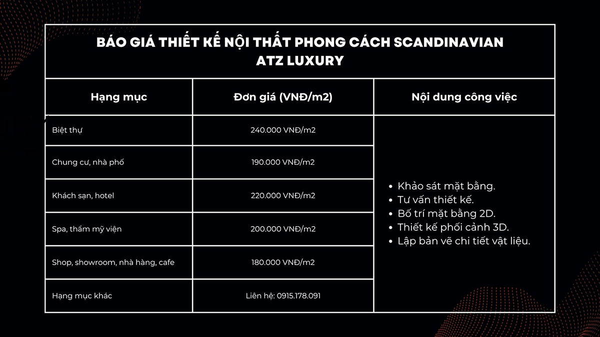 Báo giá thiết kế nội thất phong cách Scandinavian