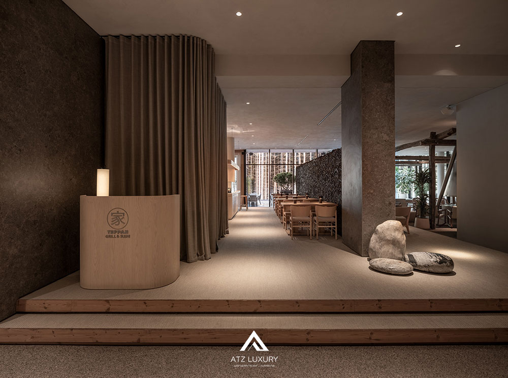 thiet ke noi that nha hang 200m2 hien dai toi gian (1) Thiết kế nội thất nhà hàng 200m2 hiện đại, tối giản