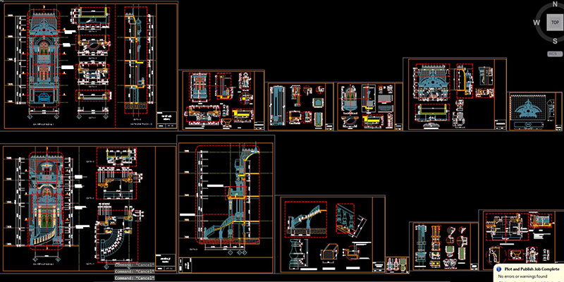 Bản vẽ file cad biệt thự kiểu lâu đài tân cổ điển 3 tầng